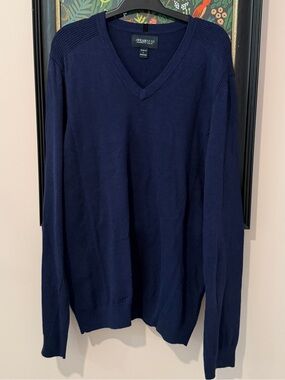 Kenneth Cole Awearness slim fit cotton blend sweater navy blue large men's